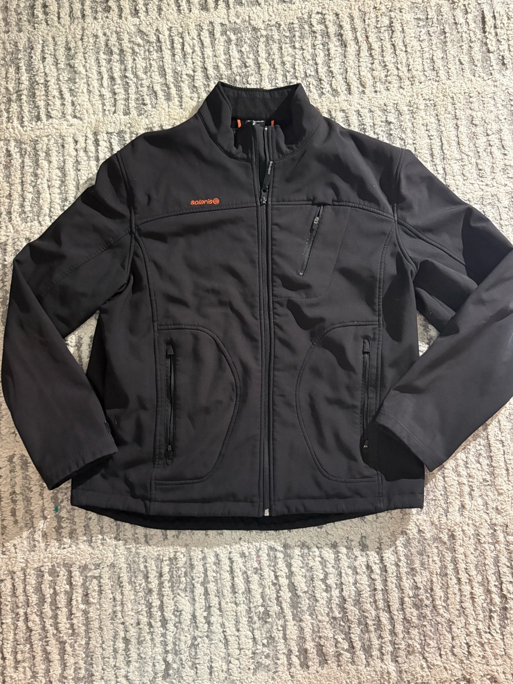 Solaris black zip up warm jacket coat size L